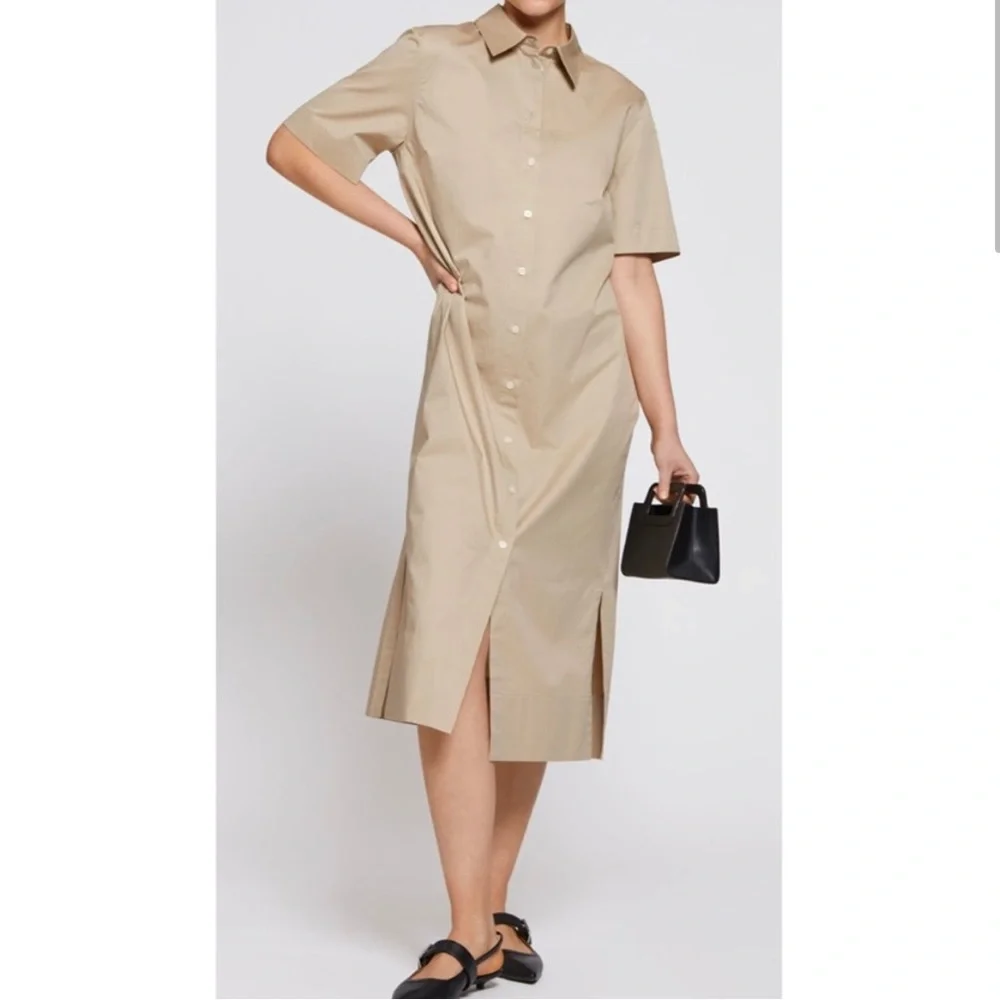relaxed midi shirt dress Women's Belted Midi Shirt Dress in Brown size Medium